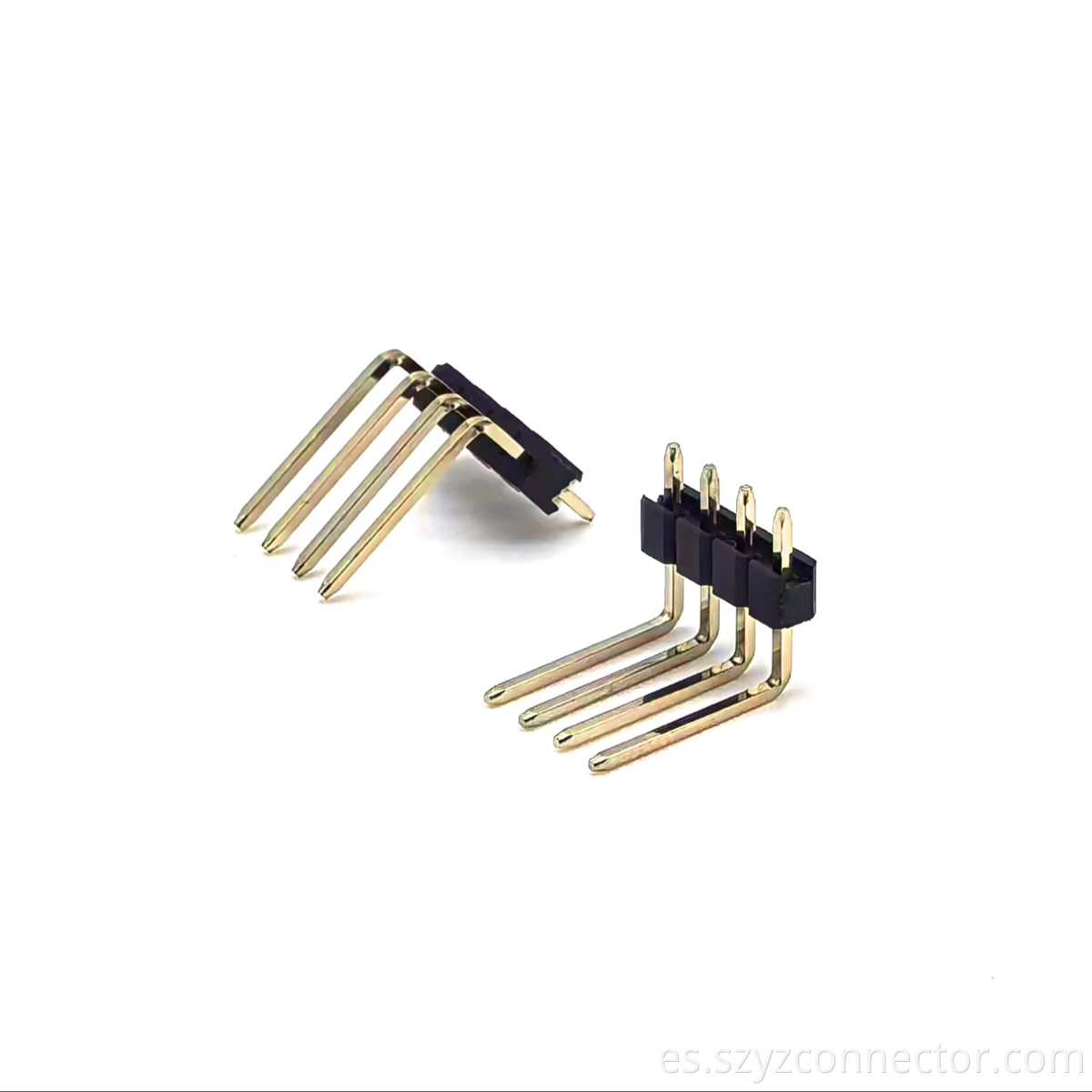 fila de ángulo recto SQ0.64mm H2.5mm 1*4P del conector del jefe del Pin de la echada de 2.54m m sola 2.54mm Pitch Pin Header Connector Single Row Right Angle SQ0.64mm H2.5mm 1*4P